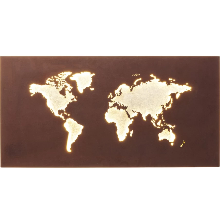 KARE Design Illuminated World Map LED Wall Art - Modern Decorative Lighting for Home & Office