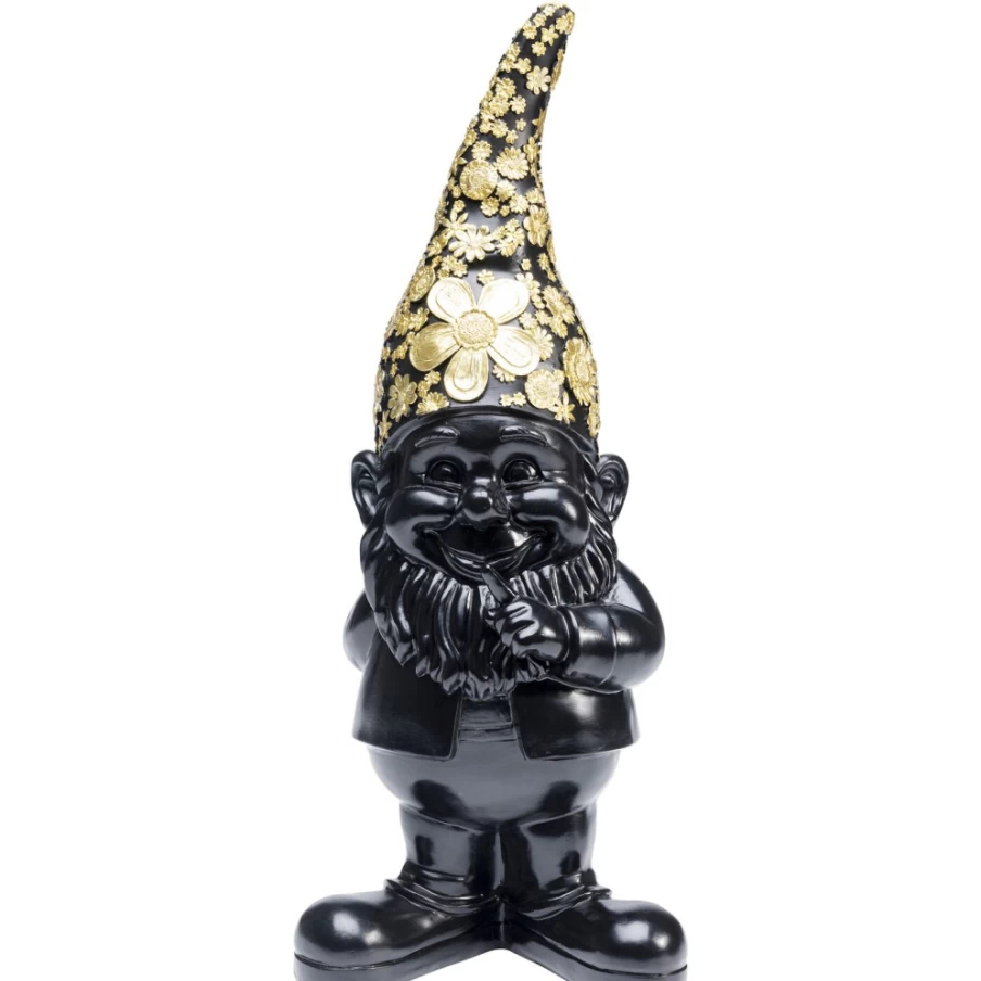 KARE Design Modern Black and Gold Standing Gnome Decorative Figurine - 46cm Height