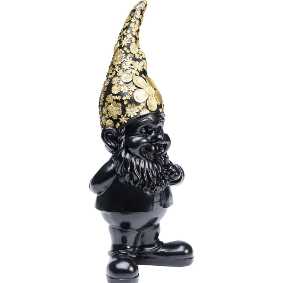 KARE Design Modern Black and Gold Standing Gnome Decorative Figurine - 46cm Height