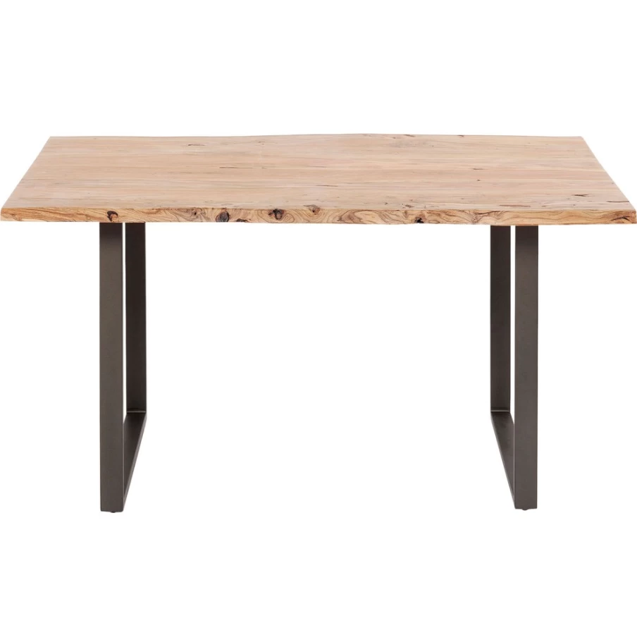 KARE Design Modern Bar Table with Acacia Wood Top and Crude Steel Frame, 160 x 80 cm, Industrial Style Dining or Kitchen Counter
