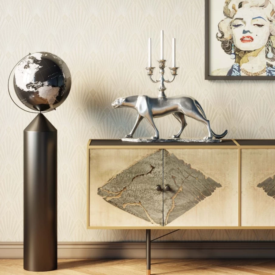 KARE Design Modern Leopard Print Candle Holder - 74cm Tall Decorative Stand for Home Decor
