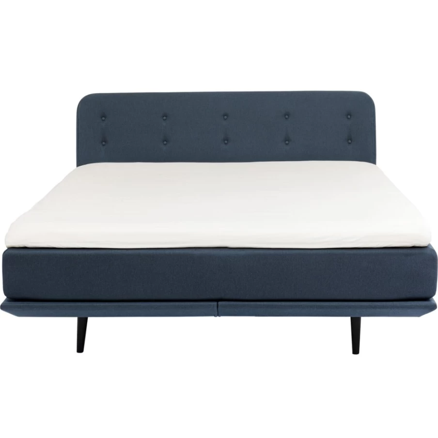 KARE Design Luna Blue Boxspring Bed 180x200 cm - Luxury Queen Size Bed Frame with Upholstered Headboard