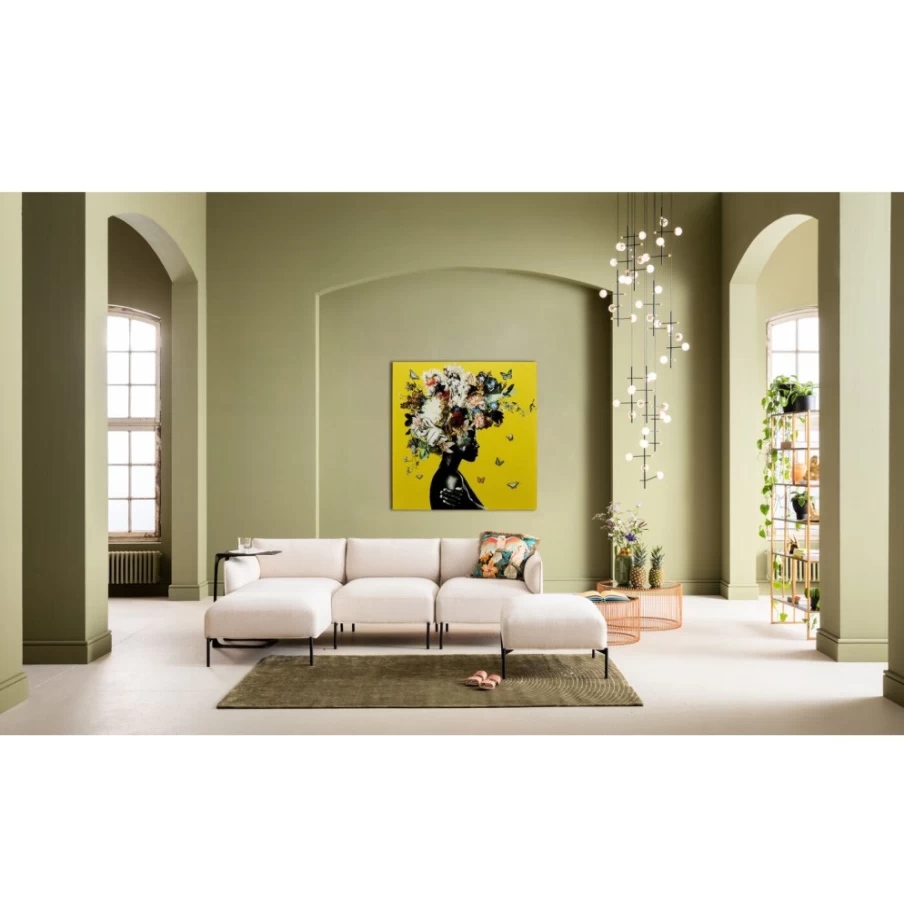 "KARE Design Yellow Glass Picture Bouquet Wall Art - 100x100cm Modern Floral Decor"