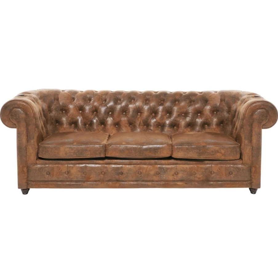 "KARE Design Vintage Oxford 3-Seater Smart Sofa – Classic Leather Living Room Furniture"