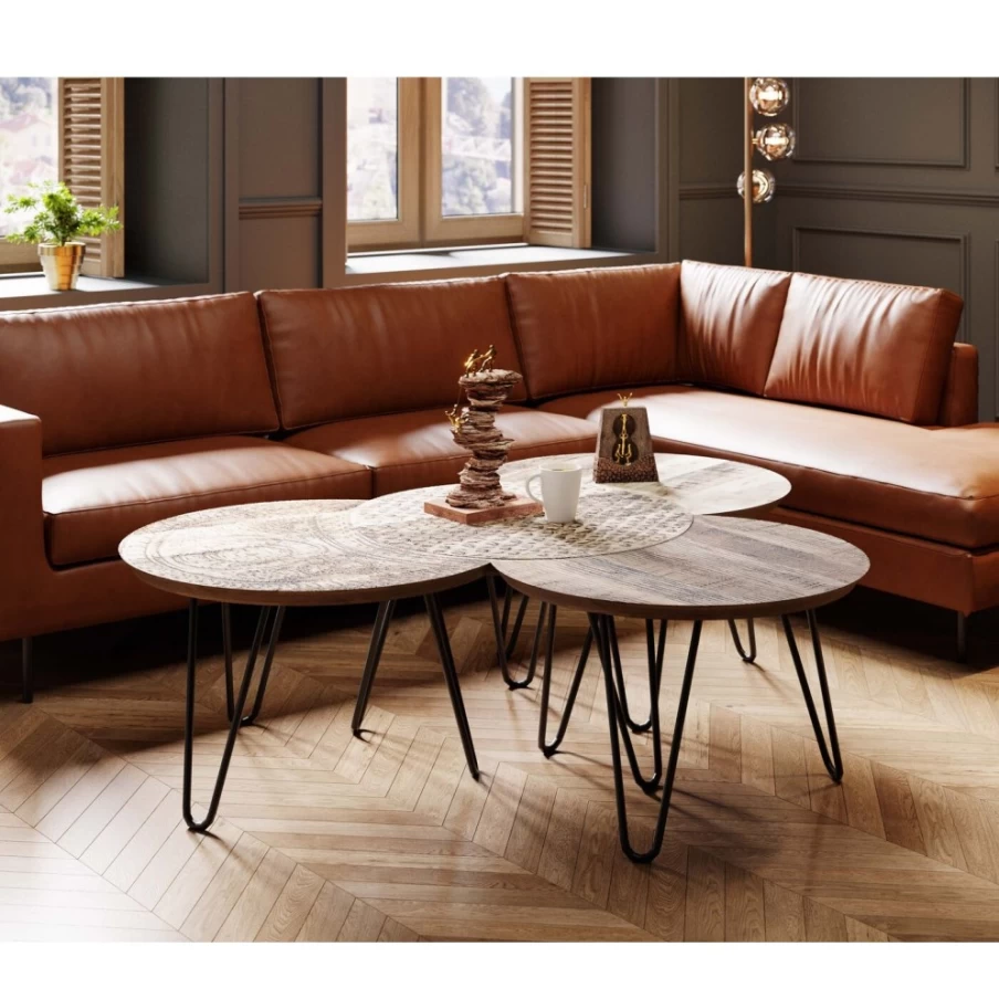 KARE Design Modern Coffee Table Set - Puro 4-Piece Glass & Metal Living Room Tables