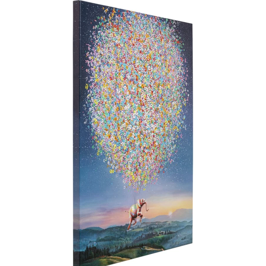 "KARE Design Flying Elephant Canvas Art Print - Night Scene Wall Decor 80x100cm"