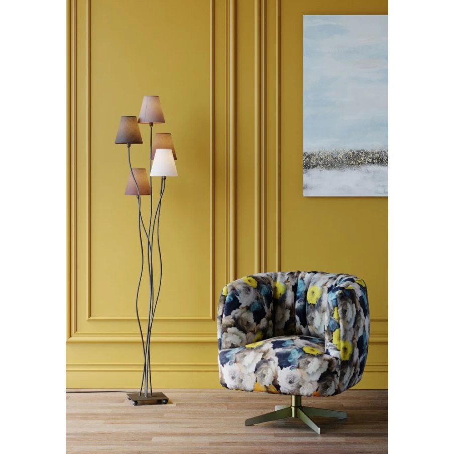 KARE Design Modern Floor Lamp with Flexible Adjustable Arm in Mocca Cinque Finish