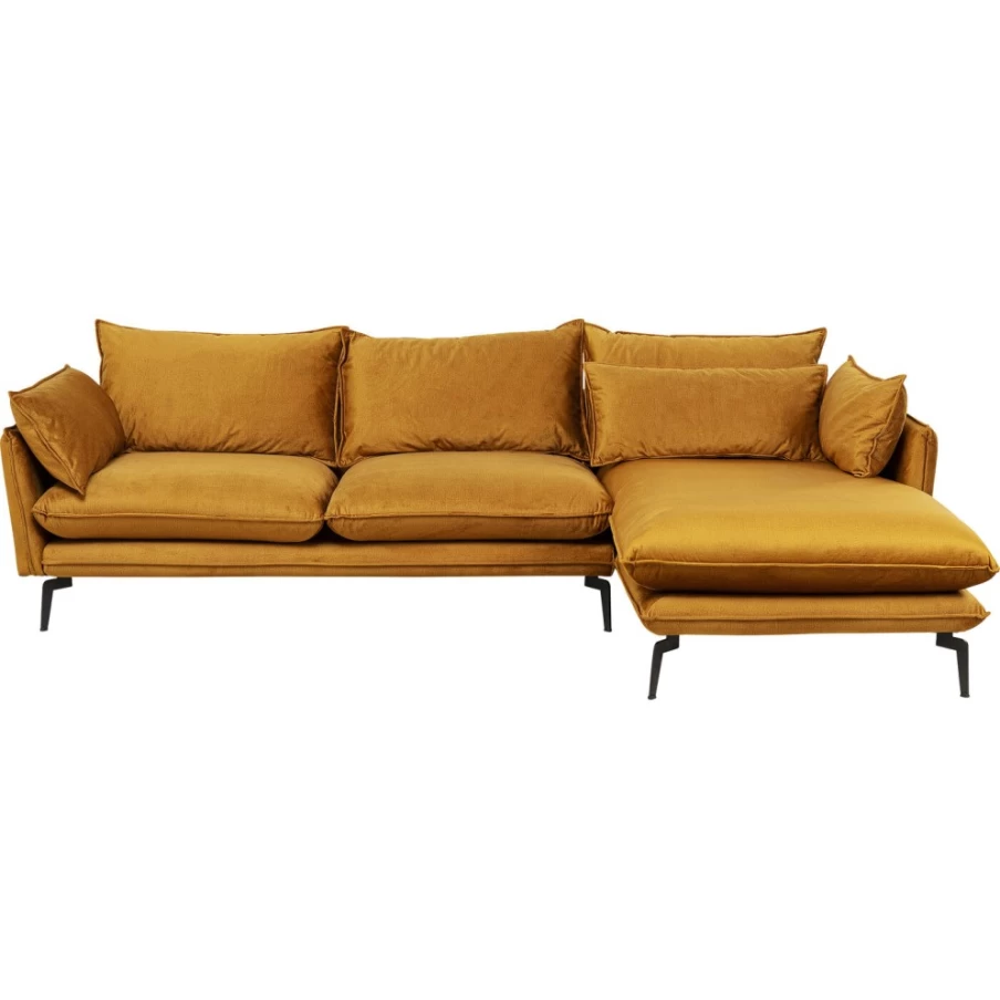 "KARE Design Monza Right Velvet Corner Sofa in Curry Color, 296cm - Modern Luxury Sectional"