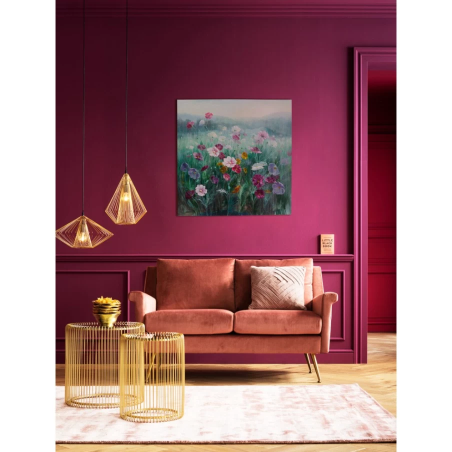 "KARE Design Pastel Floral Canvas Art Print 120x120cm - Modern Square Wall Decor"