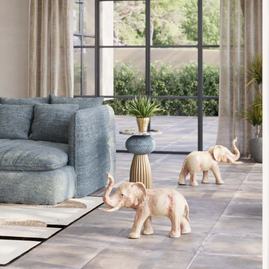 KARE Design Modern Elephant Decor Statue - 51cm Handcrafted Hathi Figurine for Home & Garden