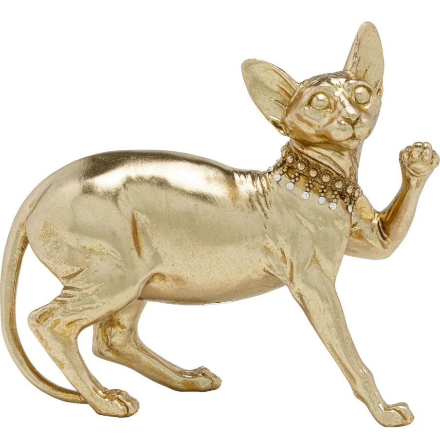 KARE Design Modern Gold Audrey Standing Cat Decor Figurine - 29cm Elegant Home Sculpture