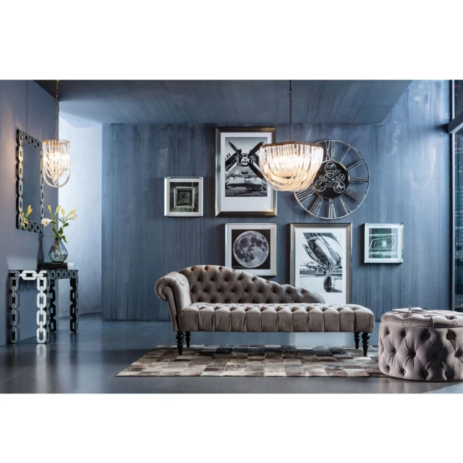 KARE Design Round Velvet Ottoman - Silver Seating Chest for Modern Desires