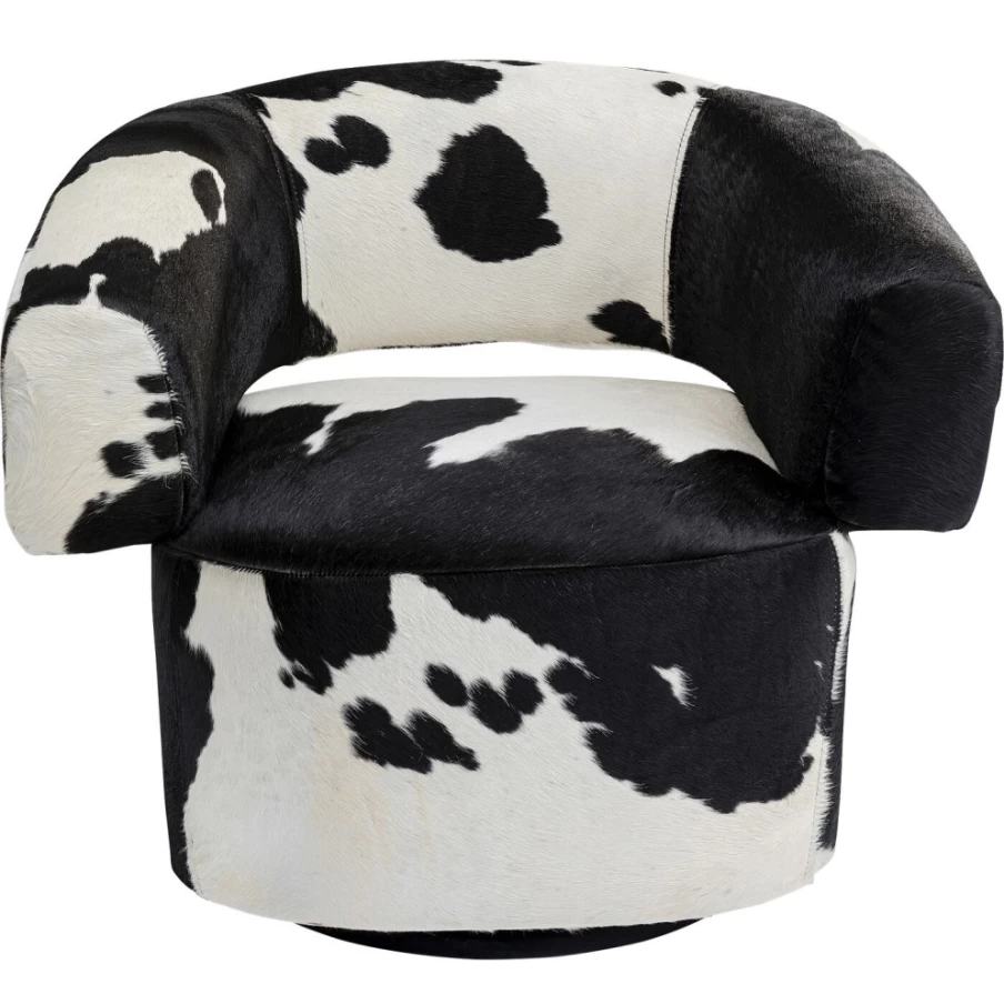 "KARE Design Maye Swivel Armchair - Modern Cow Print Accent Chair"