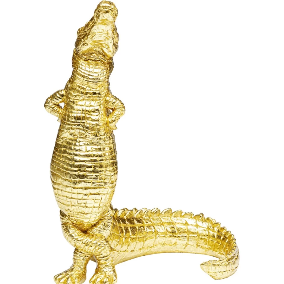 KARE Design Modern Gold Alligator Sculpture - 39cm Decorative Figurine for Home Decor