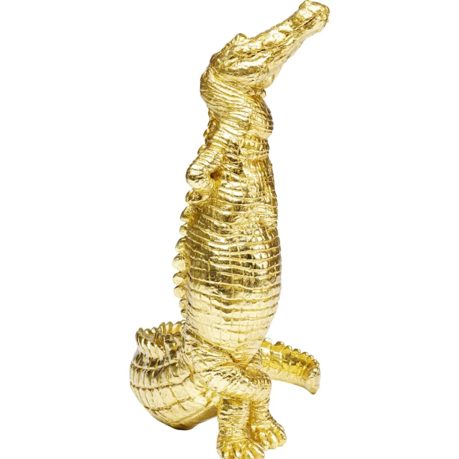 KARE Design Modern Gold Alligator Sculpture - 39cm Decorative Figurine for Home Decor