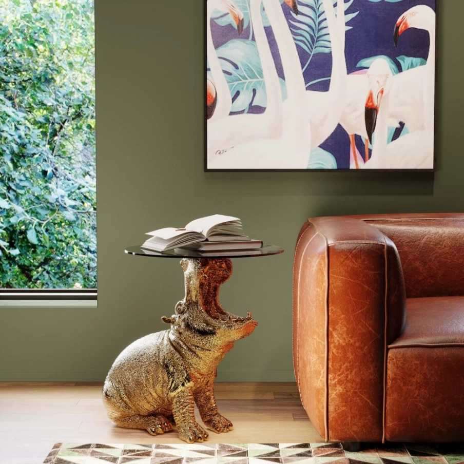 KARE Design Modern Rhino Side Table - 48cm Height, Unique Animal-Shaped Accent Table for Living Room