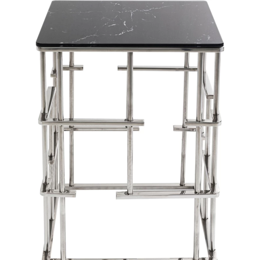 KARE Design Modern Silver Side Table Rome 40x40cm - Stylish Square End Table for Living Room