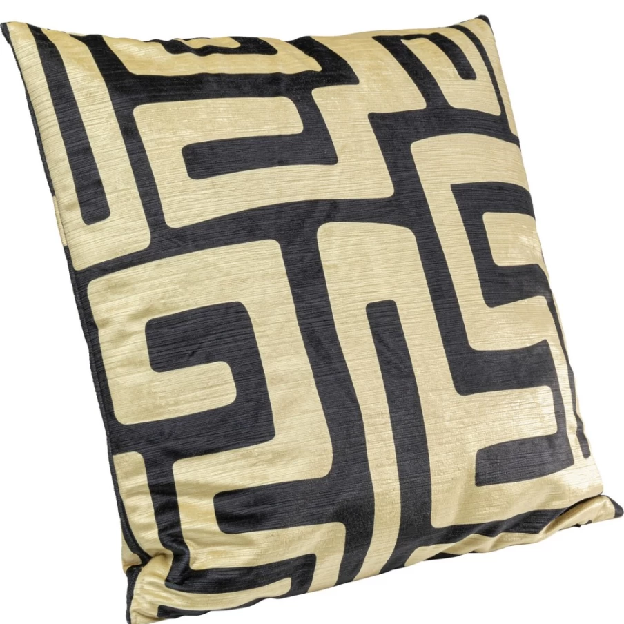 "KARE Design Black Labyrinth Pattern Cushion Cover 45x45 cm"