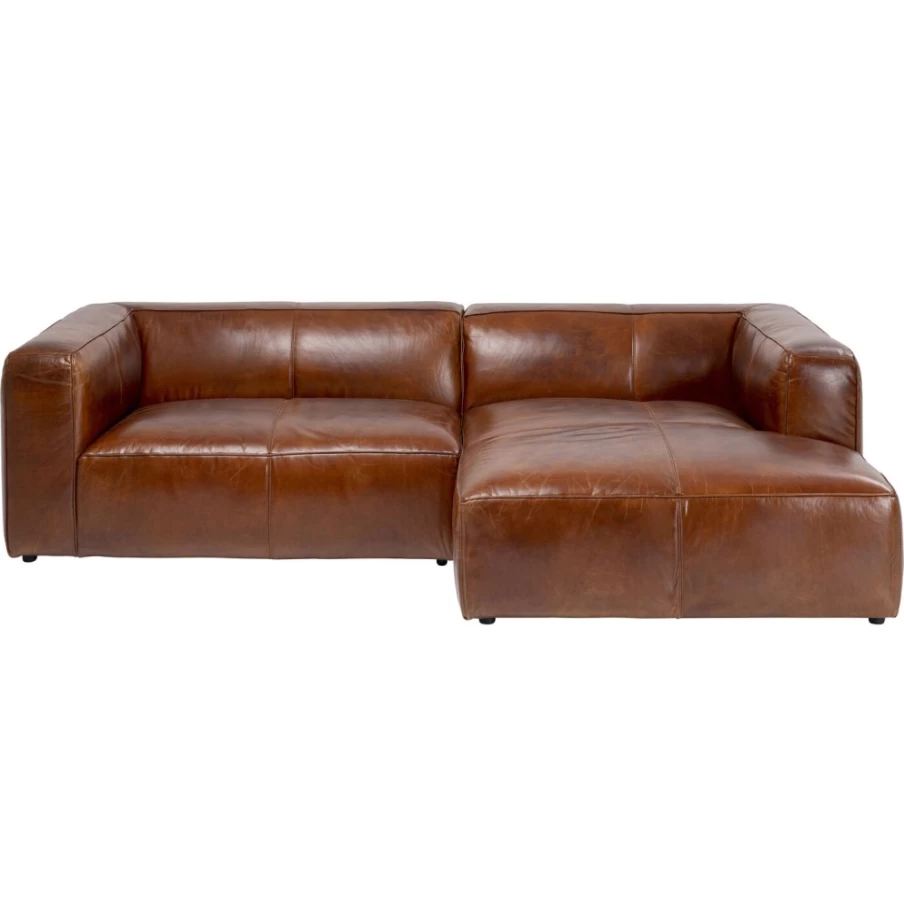 KARE Design Cubetto Genuine Leather Brown Corner Sofa for Modern Living Room
