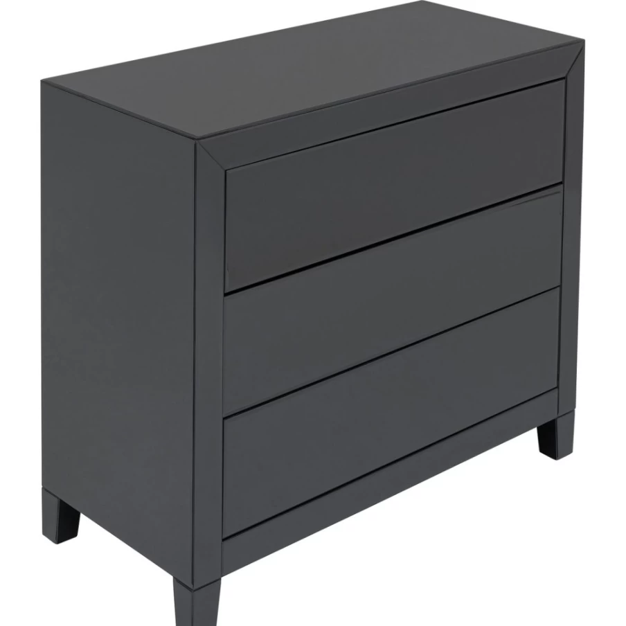 KARE Design Modern Luxury 3-Drawer Dresser in Grey - Elegant Push-to-Open Bedroom Storage