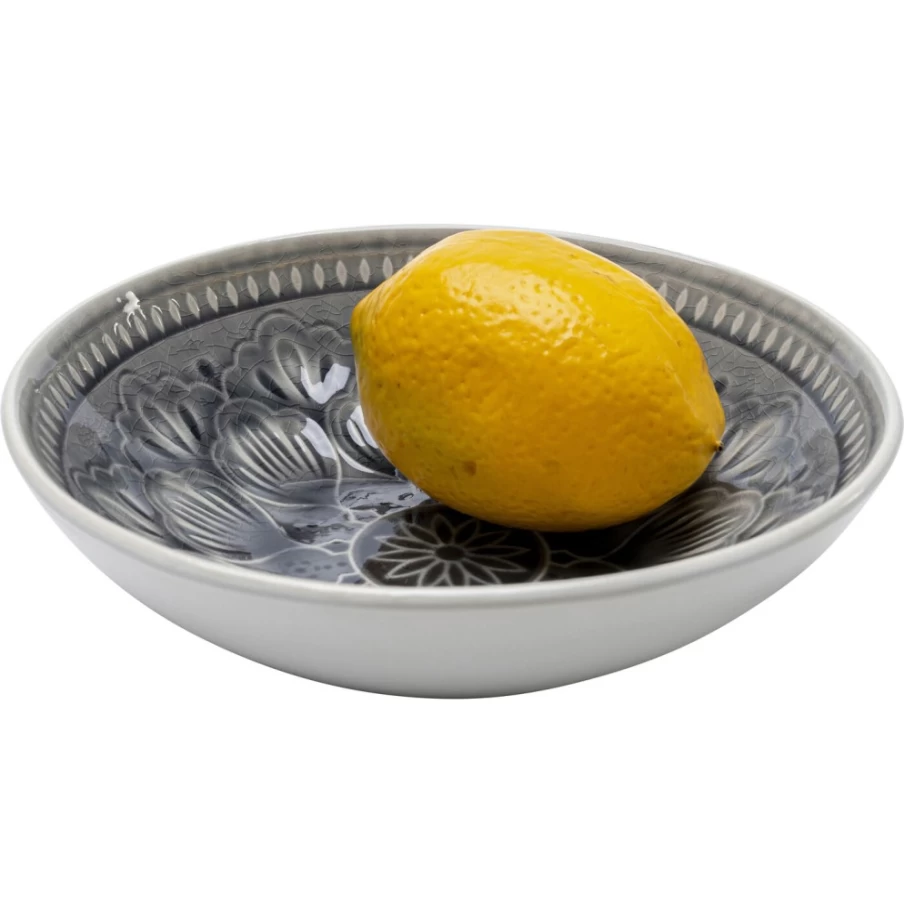 KARE Design Sicilia Mandala Grey Ceramic Bowl 18cm Decorative Handcrafted Dining Tableware