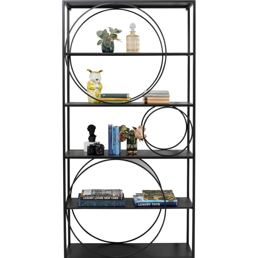 "KARE Design Modern Circular Shelf - Black, 100cm Diameter x 200cm Height, Stylish Storage Solution"