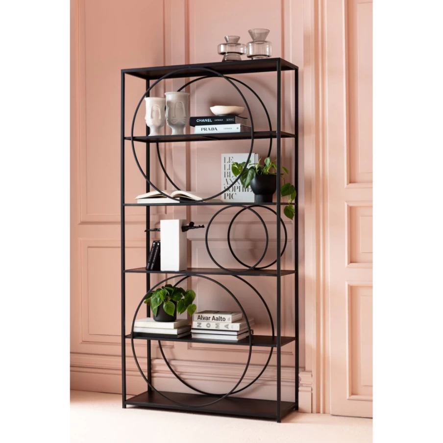 "KARE Design Modern Circular Shelf - Black, 100cm Diameter x 200cm Height, Stylish Storage Solution"